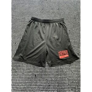 KM Mesh Athletic Shorts Mens L Black Woodcreek Athletics Graphic